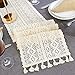 Lahome Handmade Cotton Crochet Table Runner with Tassels Off-White Retro Macrame Table Runners for Wedding Festival Event Table Decoration (9.5