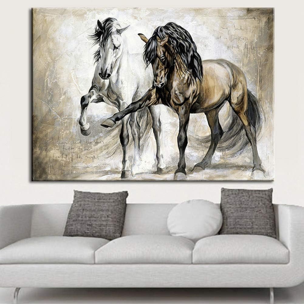 Amazon Com Horse Portrait Painting Horse Canvas Art For Wall Decor Print Painting For Living Room Decoration Framed And Ready To Hang Posters Prints