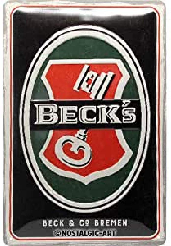 Nostalgic-Art Retro Tin Sign – Beck's – Key Logo – Gift idea for beer fans, Metal Plaque, Vintage design for wall decoration, 20 x 30 cm