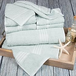 See Bedford Home Rio 8 Piece Cotton Towel Set - Seafoam Details
