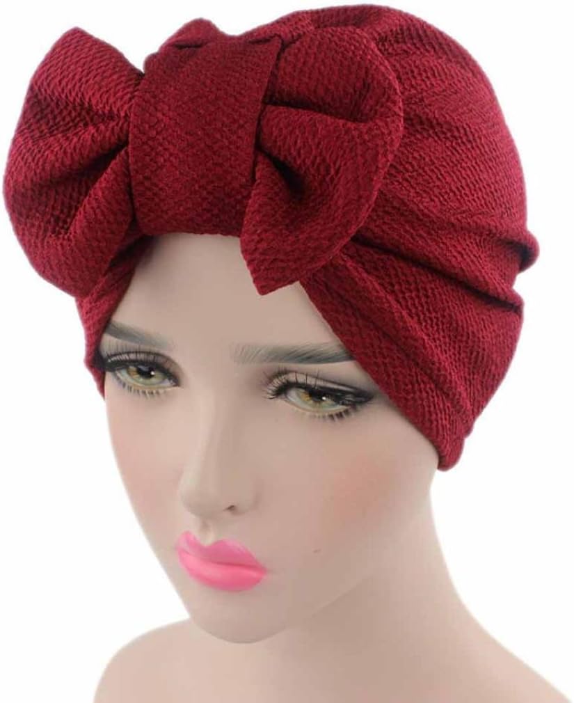Women 10 Colours Bow Cancer Hat Slouchy Beanie Scarf Turban Snood Headdress Baggy Head Wrap Cap for Cancer Chemo Alopecia Hair Loss