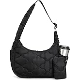 Small Puffer Crescent Shoulder Bag for Women Cute Clouds Quilted Puffy Nylon Purse Mini Everyday Bag with Adjustable Strap