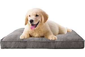 WELLYELO Dog Beds for Small Dogs Cat Bed for Indoor Cats Dog Crate Pad Pet Bed Puppy Bed Machine Washable (24x18x3, Gray)