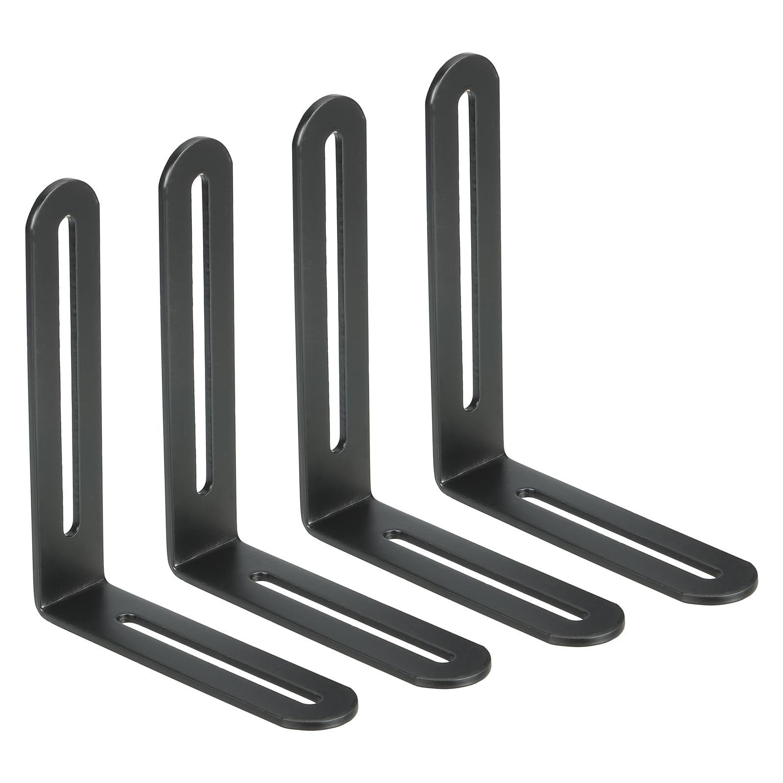 PATIKIL Stainless Steel Corner Braces 3.94 x 4.72 Inch,4 Pieces L Bracket Joint Right Angle Support Bracket L Shaped Corner Fasteners for Shelves, Black