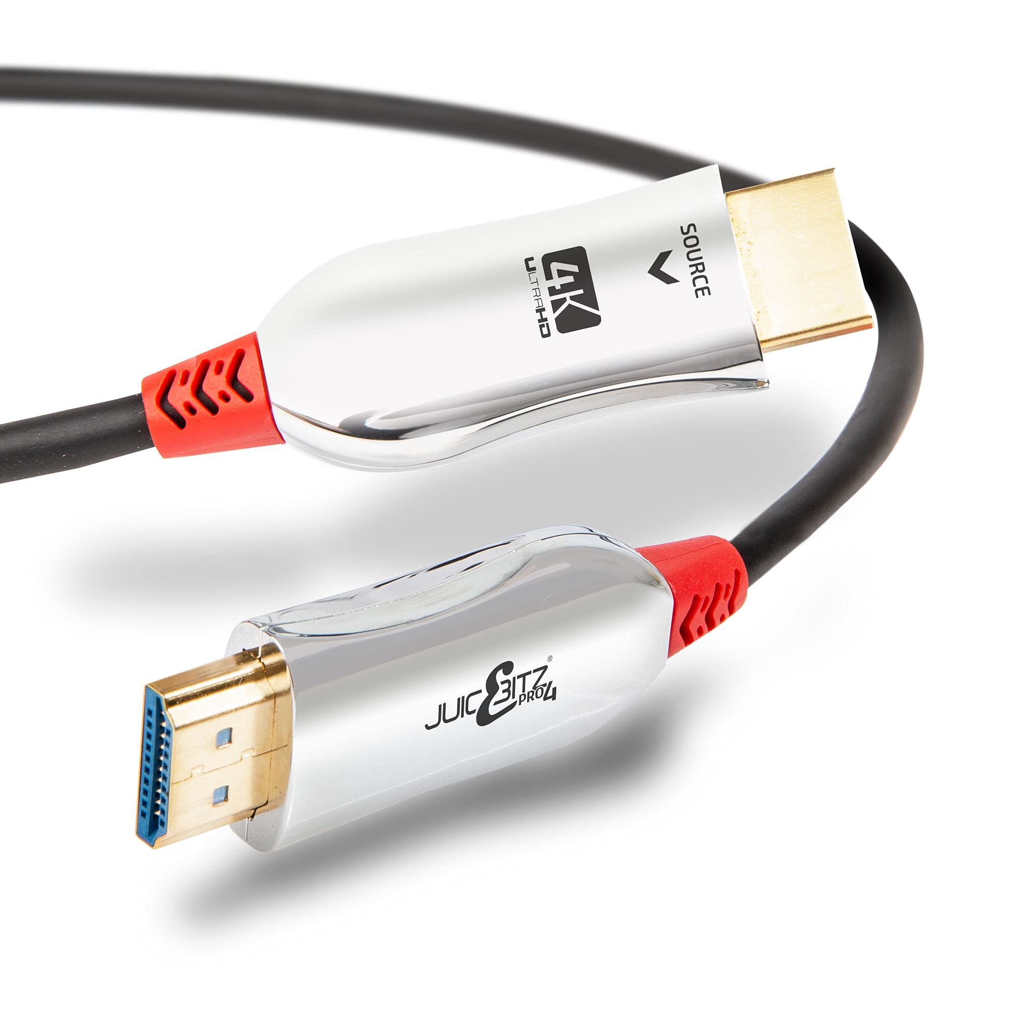 JuicEBitz 4K HDMI Cable 30M, Pro Series Fibre Optic Ultra High Speed HDMI 4k 18Gbps 2.0 HDMI Lead. HDMI to HDMI Cable, Compatible with Xbox, Playstation, Apple TV, Sky + More Ultra HD 30M Long HDMI