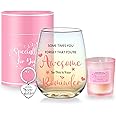 Yalucky Thank You Gifts for Women Stemless Wine Glasses Presents for Women Personalised Friendship Birthday Gift Leaving Gifts Pamper Gifts for Women Bestie Sister Friend Gifts for Her 480ml