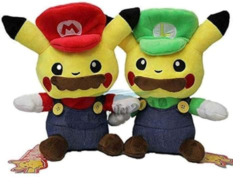Amazon Co Jp ぬいぐるみアニメ2点 セットスーパーマリオブラザーズマリオ ルイージピカチュウソフトドールピカチュウコスプレマリオキッズcmベストギフト ホーム キッチン