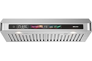 BRANO 30 Inch Under Cabinet Range Hood with Voice/Gesture/Touch Control, 900 CFM Kitchen Vent Hood with 4-Speed Exhaust Fan, Stainless Steel Stove Hood with LED Lights, Baffle Filters