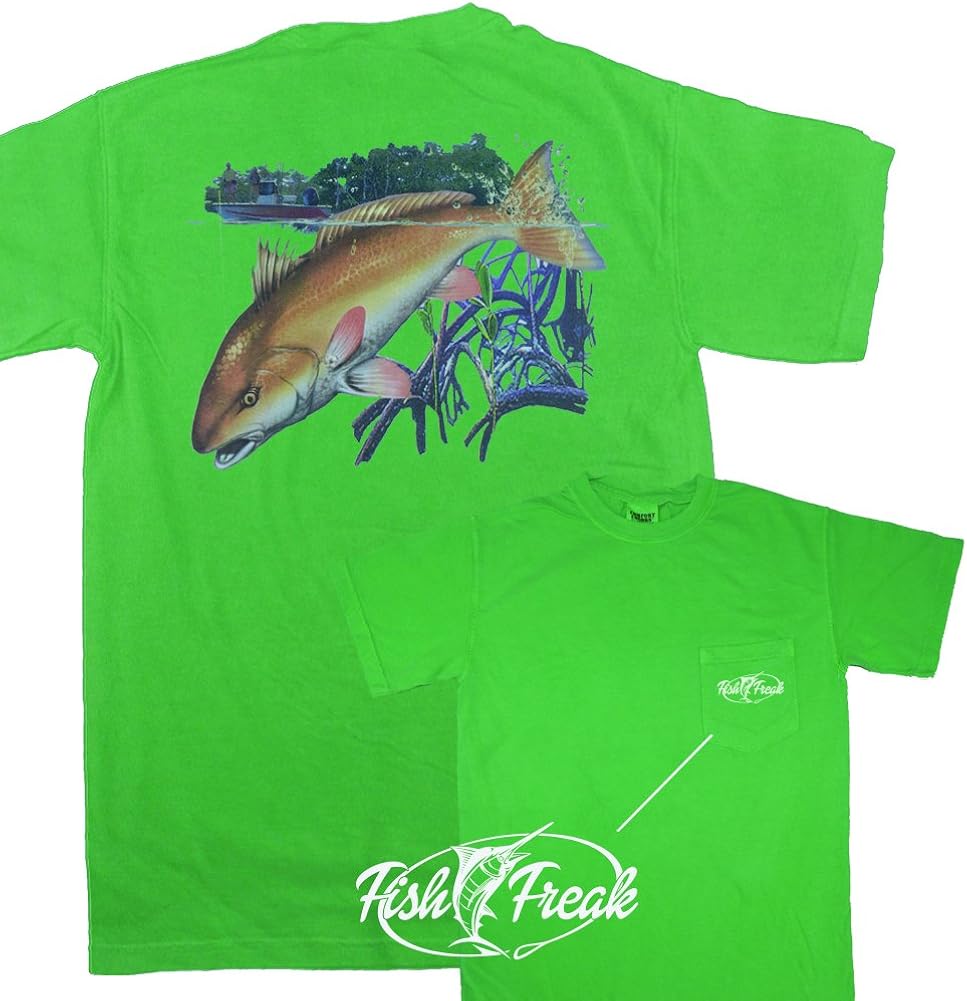Amazon.com: Tees2urdoor Tailing Redfish In Grass With Boat Pocketed Comfort Color T-Shirt 3XL 