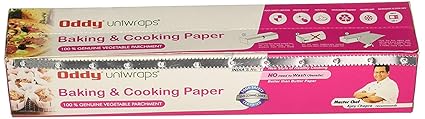Oddy Uniwrap India Paper Baking Parchment with Cutter, Whiter, 01 Roll (White, 10.25 Inch x 20 Meter)
