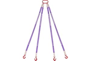 VEVOR Lifting Sling Straps, Four Leg Polyester Bridle Sling with Hooks, 6600LB Capacity, 5Ft Heavy Duty Rigging Strap, Thicke