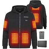 Brimekey Heated Hoodie for Men Women with Fleece Lining Fsat Charge 20000mAh Battery Zip Heated Sweatshirt Electric Hoodie