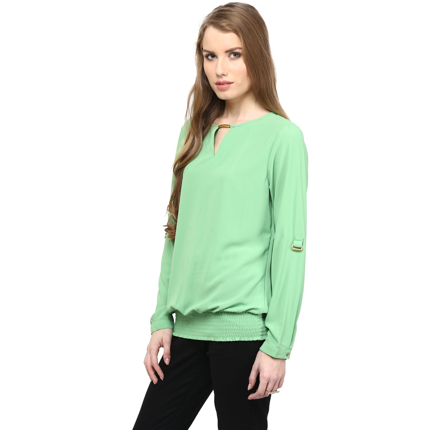 rare women green crepe top (ep1066a)
