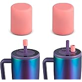 CERCGVEL 2 Pack Magnetic Straw Caps Compatible with BrüMate All Era and Resa Tumblers, Silicone Straw Caps Toppers Compatible with Brumate Accessories, Covers Protectors BPA Free (Pink)