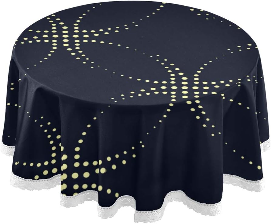 NOLYXICI Decorative Round Tablecloths,Geometric Simple Pattern Dot Line