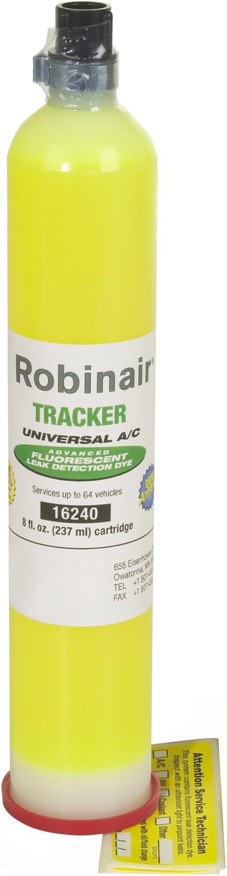 Robinair(16240 Tracker Universal A/C Fluorescent Dye - 8 oz. Bottle, 64 Applications