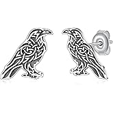Raven Earrings 925 Sterling Silver Crow Earrings Stud Norse Raven Jewelry Gifts for Women Men