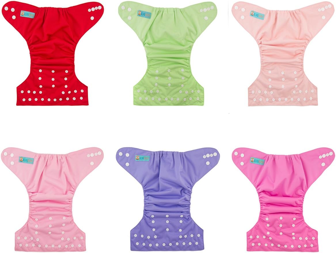 ALVABABY Baby Cloth Diapers 6 Pack with 12 Inserts Adjustable Washable and Reusable Pocket Diapers for Baby Girls 6BM88 : Baby Diaper Covers : Baby