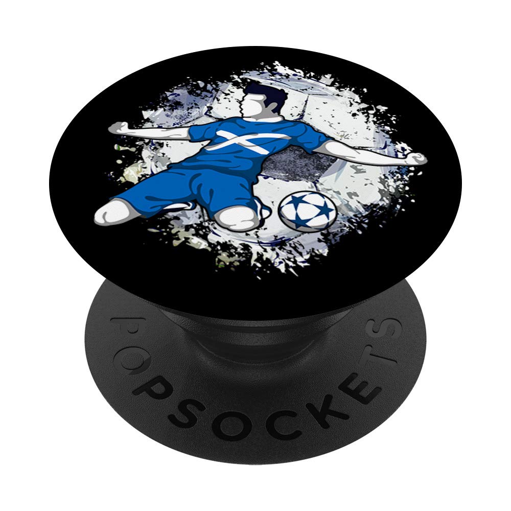 Scotland Soccer Scottish National Flag Football Striker Art PopSockets Swappable PopGrip