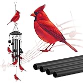 Cardinal Wind Chimes for Outside, Black Metal Windchimes Outdoors, Cardinals Gifts for Women/Men, Garden/Yard Decor, Memorial/Birthday Gifts for Grandma/Mom, Durable Chimes for Outdoors