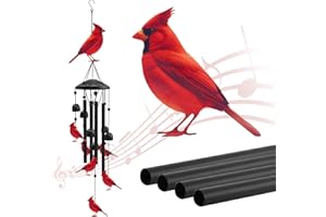 HUVNSOCH Cardinal Wind Chimes for Outside, Black Metal Windchimes Outdoors, Cardinals Gifts for Women/Men, Garden/Yard Decor, Memorial/Birthday Gifts for Grandma/Mom, Durable Chimes for Outdoors