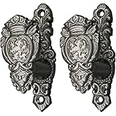 SZCO Antique Nickel Silver Rampant Lion Sword Hanger &ndash; Wall Mount Gun &amp; Sword Holder &ndash; Set of 2 &ndash; Heavy-Duty Cast Metal Display Brackets for Firearms &amp; Swords