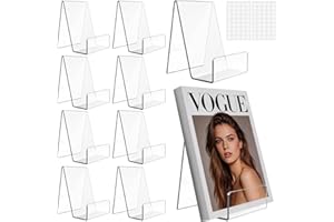 10 Pack Acrylic Book Stands with Stickers: Clear Book Display Stand, Multi-Functional Acrylic Display Stand for Books, Pictur