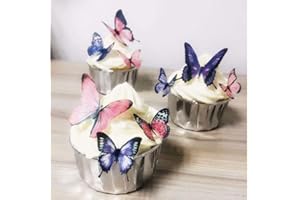 36pcs Edible Butterfly Cupcake Toppers Birthday Cake Decorations Precut CHOCKACAKE Wafer Paper Butterflies
