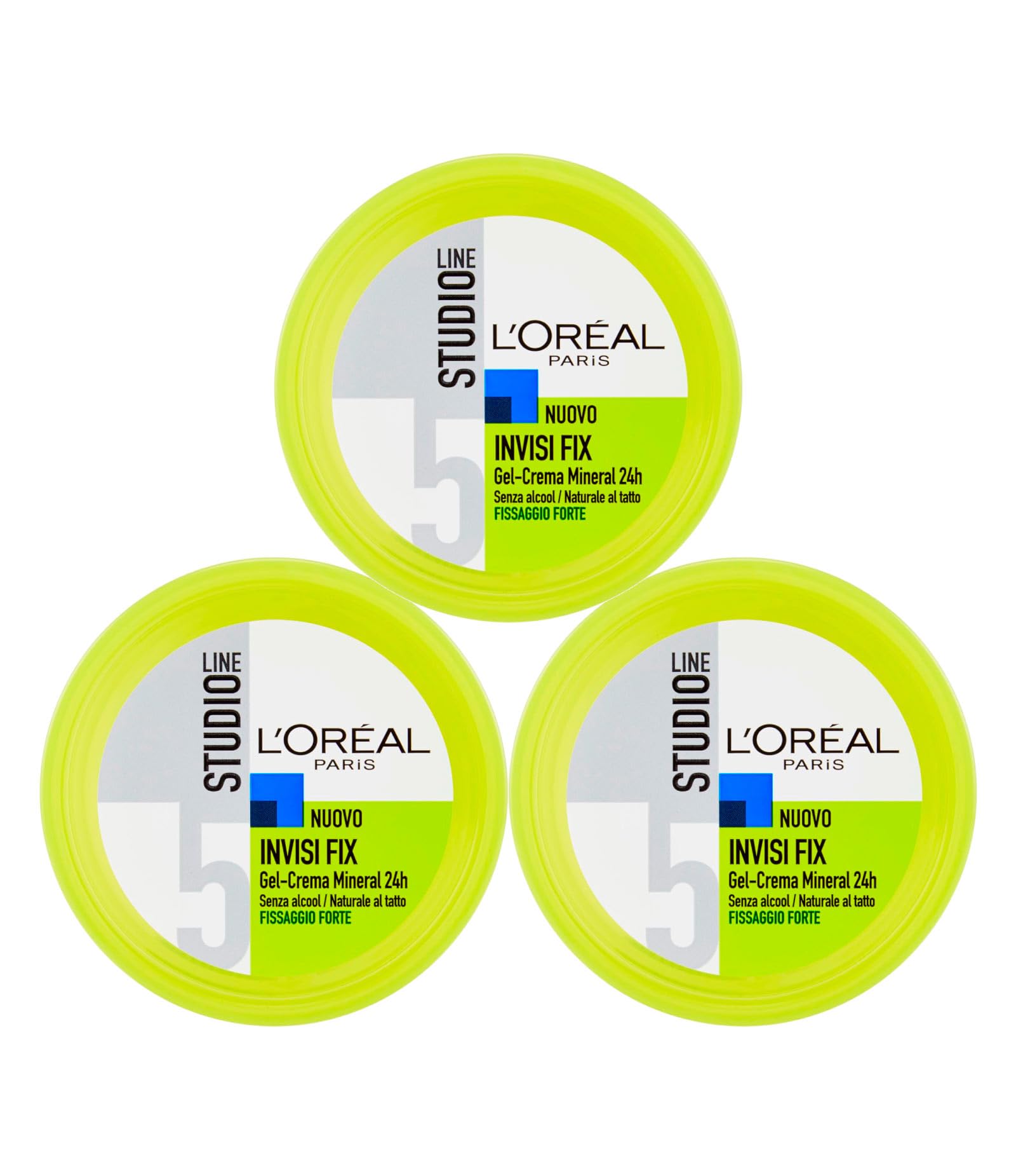 L'Oréal Paris Studio Line Invisi Fix Gel Mineral Cream Long Lasting 24h Hold 5 Strong - 3 Jars 150ml
