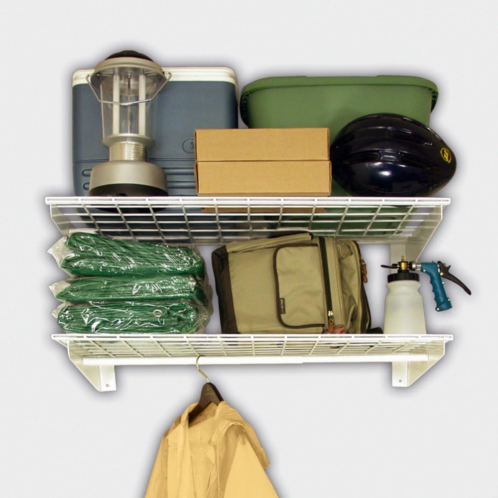 Wall Shelf with Hanging Rod in White (Set of 2)