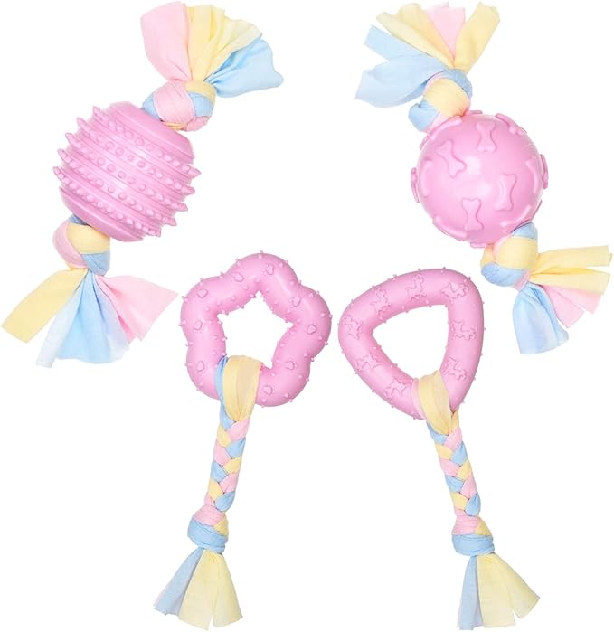 Gejoy Puppy Teething Toys, Dog Chew Toys Set with Cotton Rope for