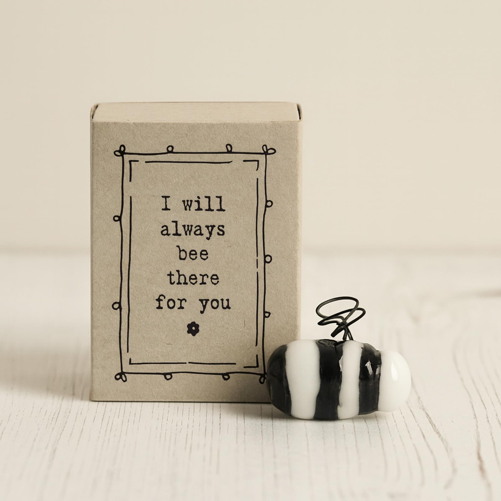 East of India Porcelain Matchbox Bee Insect, Sentimental Boxed Gift, I Will Always Bee There For You Ornament, Porcelain Gift