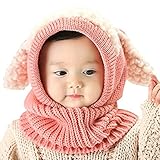 iHomey Baby Girls Boys Toddler Winter Hat Scarf Set Cutest Earflap Hood Warm Knit Hat Scarves Ears Snow Neck Warmer Cap Kids 6-36 Months (Pink)