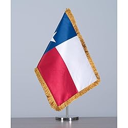 SYII Texas Table Flag with Gold Fringed 7.8x11.8