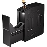 PINEWORLD Gun Safe For Handgun, Biometric Slider Bedside Handgun Safe, Pistol Lock Case for Nightstand,Sliding Door Hand Gun Safe for Pistol -with 3 Quick Access Fingerprint, PIN Code, KEY