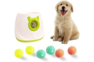 BESTHLS Automatic Dog Ball Launcher Interactive Tennis Ball Thrower Machine for Small Medium Dogs Fetching Distance 10-30ft (White2)