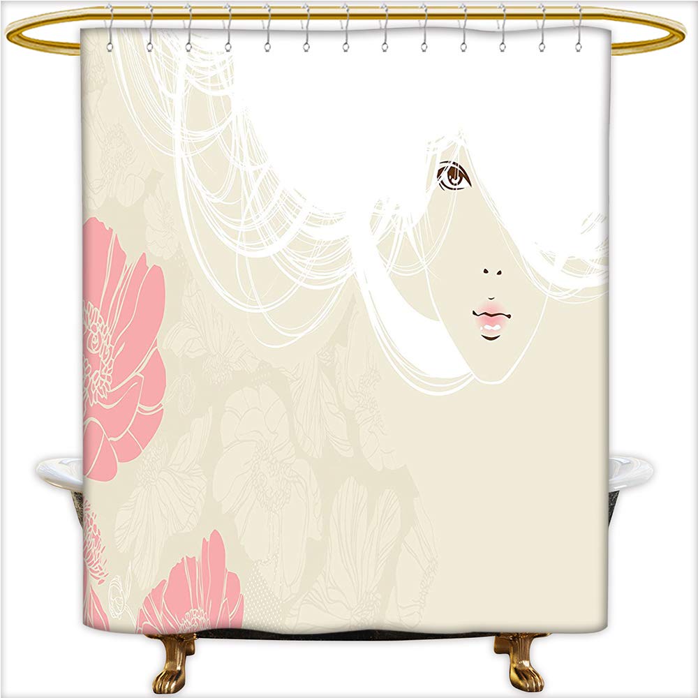 Amazon Com Qinyan Home Shower Curtain Pastel Colored Portrait Of