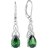 Starchenie Celtic Knot Drop Dangle Earrings for Women 925 Sterling Silver Leverback Earrings Birthstone Jewelry