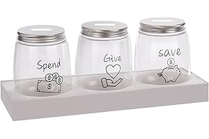 Mczxon Spend Save Give Piggy Bank for Kids, Money Coin Savings Piggy Bank Jar Box for Kids Child Safe Money Saver, Teach Children About Giving Spending Saving Money Piggy Box for Children Boys Girls