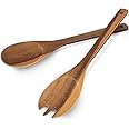 AIDEA Acacia Wood Salad Tongs for Serving, Spoon Salad Utensils Set, Wooden Fork and Spoon for Salad