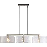 Golden Lighting Pewter Hammered Water Glass 3-Light Linear Pendant