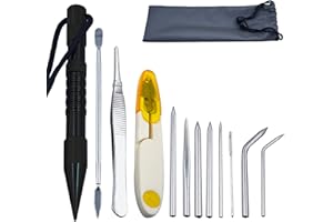 LZDICITARU 12-Piece Paracord FID Tool Kit,Stainless Steel Marlinspike & Lacing Needles for Ropes,Leather,Bracelet Making Black