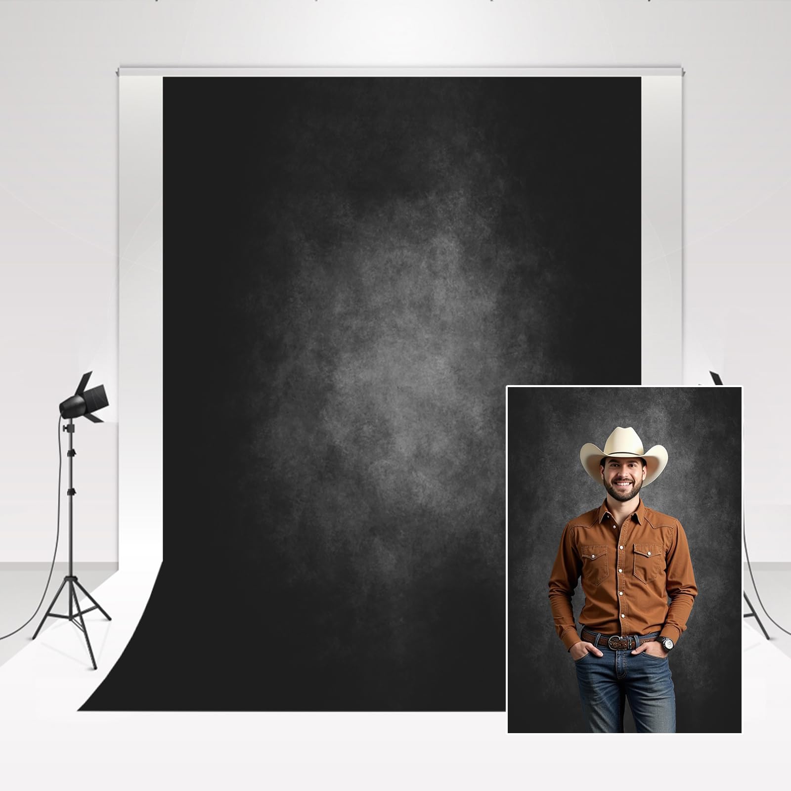 Kate 3x3m Black Backdrops Abstract Smoke Grey Photo Background for Photography Portrait Studio