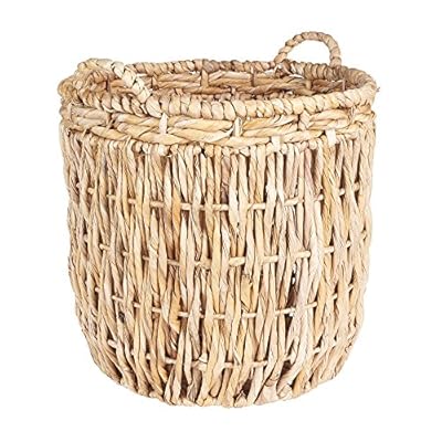 Household Essentials Brown Tall Round Wicker Storage Basket 61IpZOeEAzL