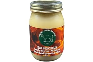 The Beef Tallow Company | 100% Pure small batch, pasture raised beef tallow |Hardwood smoked & Dry Rendered, not deoderized, Rich beef flavor |Saftey shrink sealed glasss jar | Locally sourced and made in the Hudson Valley | No additives, No preservatives, All Natural , Keto, Paleo friendly | No GMO, Microplastic free (Smoked beef tallow)