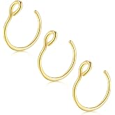 D.Bella Fake Septum Hoop 20G Faux Nose Piercing Hoop Clip on Nose Rings Non Piercing Fake Septum Lip Ear Ring Faux Body Piercing Jewelry for Women Men