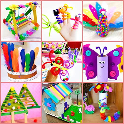 Withosent Children's Craft Set, 2200 + Pieces DIY Craft Case, Craft Box, Craft Felt Craft Paper, Craft Material, Craft Supplies, Craft Box, Scrapbooking, Pipe Cleaners, Pompoms, Beads