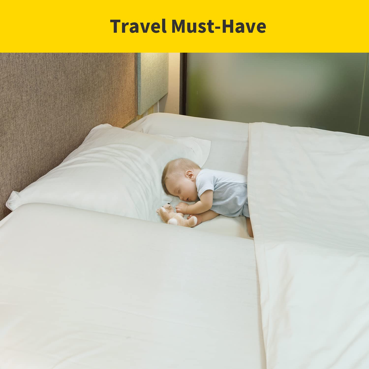 [2-Pack] Travel Bed Rails for Toddlers | Inflatable Bed Rails, Blow Up Bed Rails for Kids | Toddler Bed Guard Rail for Full, Queen, King Size Beds | Portable Bed Rail for Home, Hotel or Travel