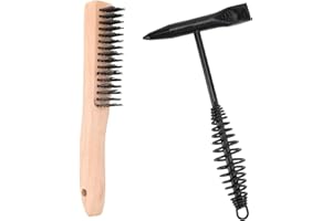 10.5 Inch Welding Chipping Hammer with Coil Spring Handle, Wire Brush 9.5 Inch Wood Handle,Cone and Vertical Chisel for Clean