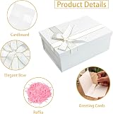 XWCHASA White Gift Box 22x16x8.5cm with Lid Ribbon Card view 4